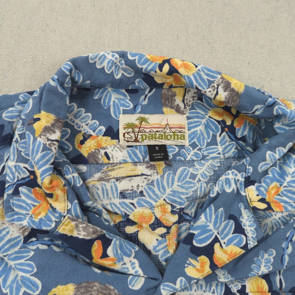 Patagonia Pataloha Hawaiian Shirt Mens Smal Blue Floral Camp Collar - Picture 4 of 11